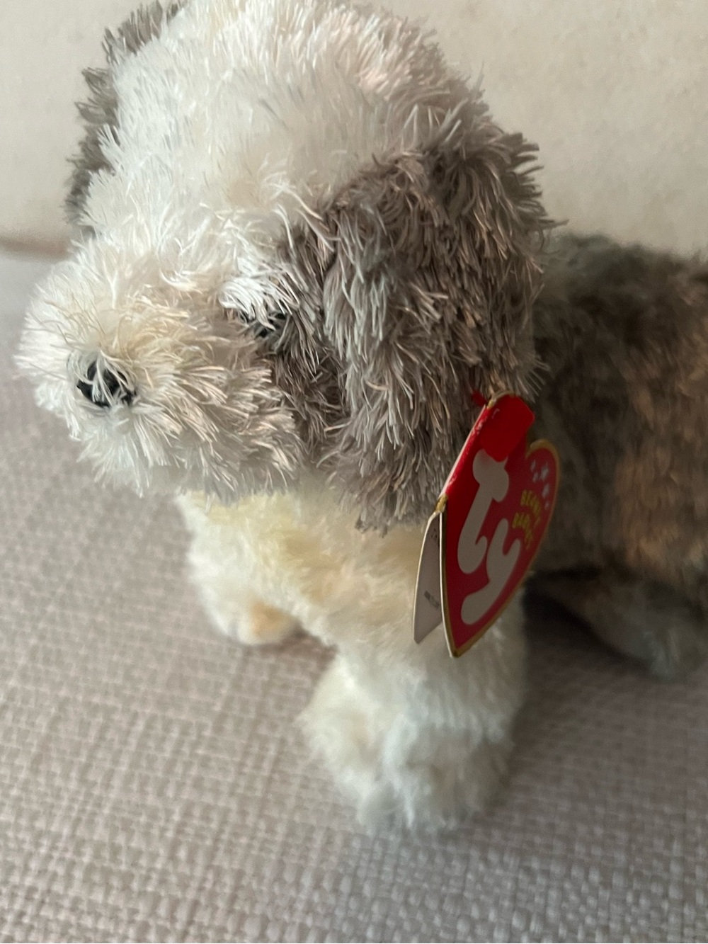 Ty Plush Puppy Toy - White, Gray & Cream “herders